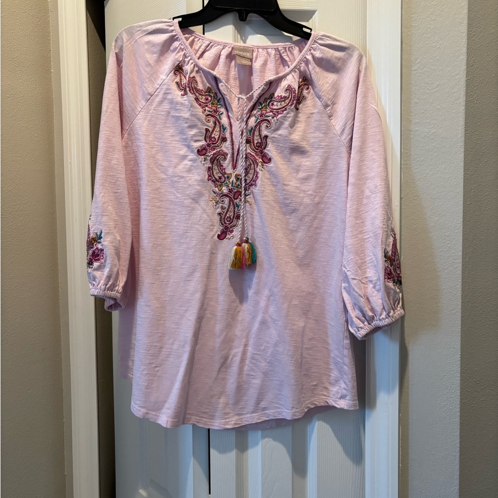 Chico's Lavender tassel Tshirt